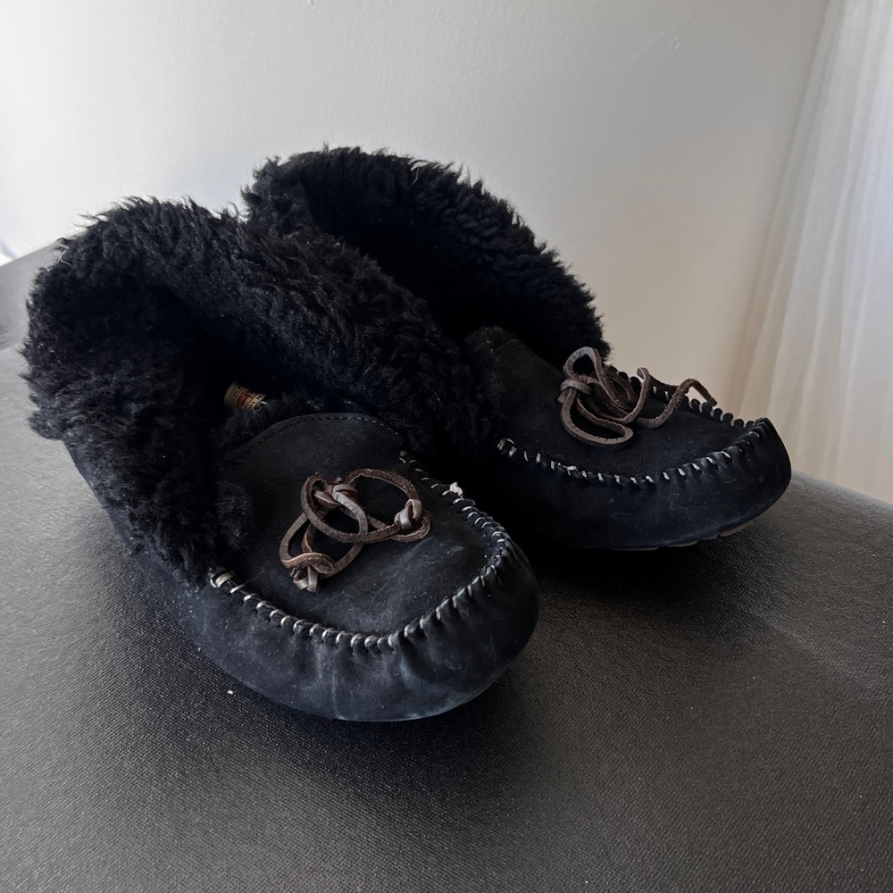 UGG Alena Black Moccasin-Style Slippers